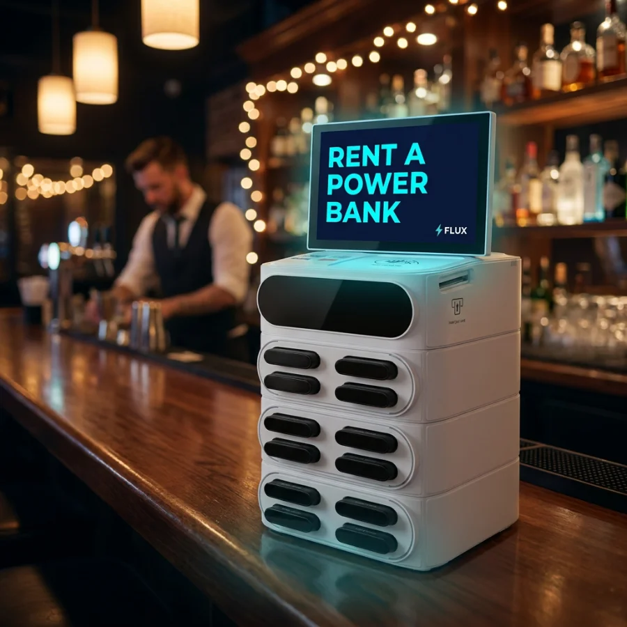 FLUX station at a bar