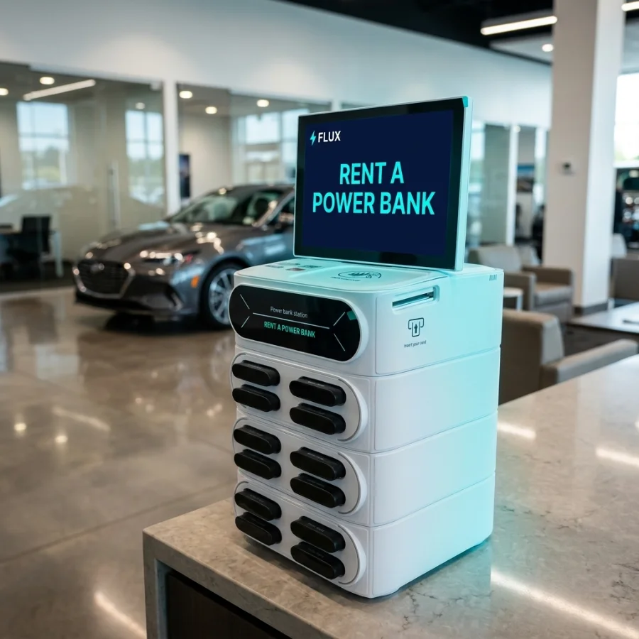 FLUX station at a car dealership