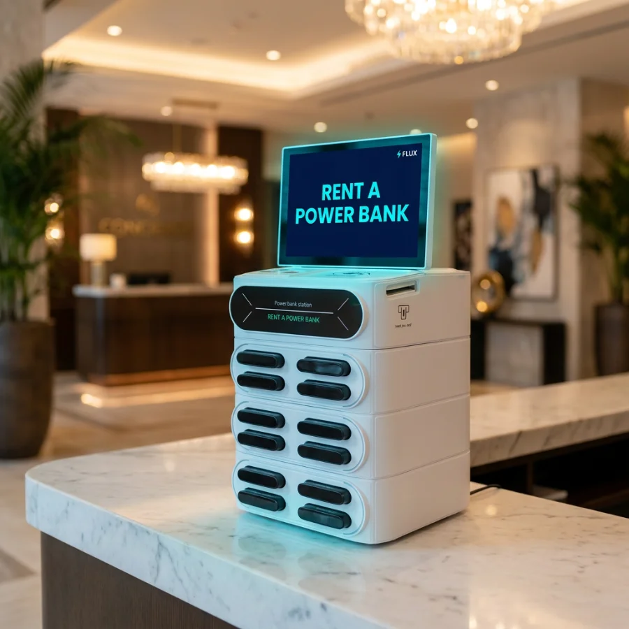 FLUX station in a hotel lobby