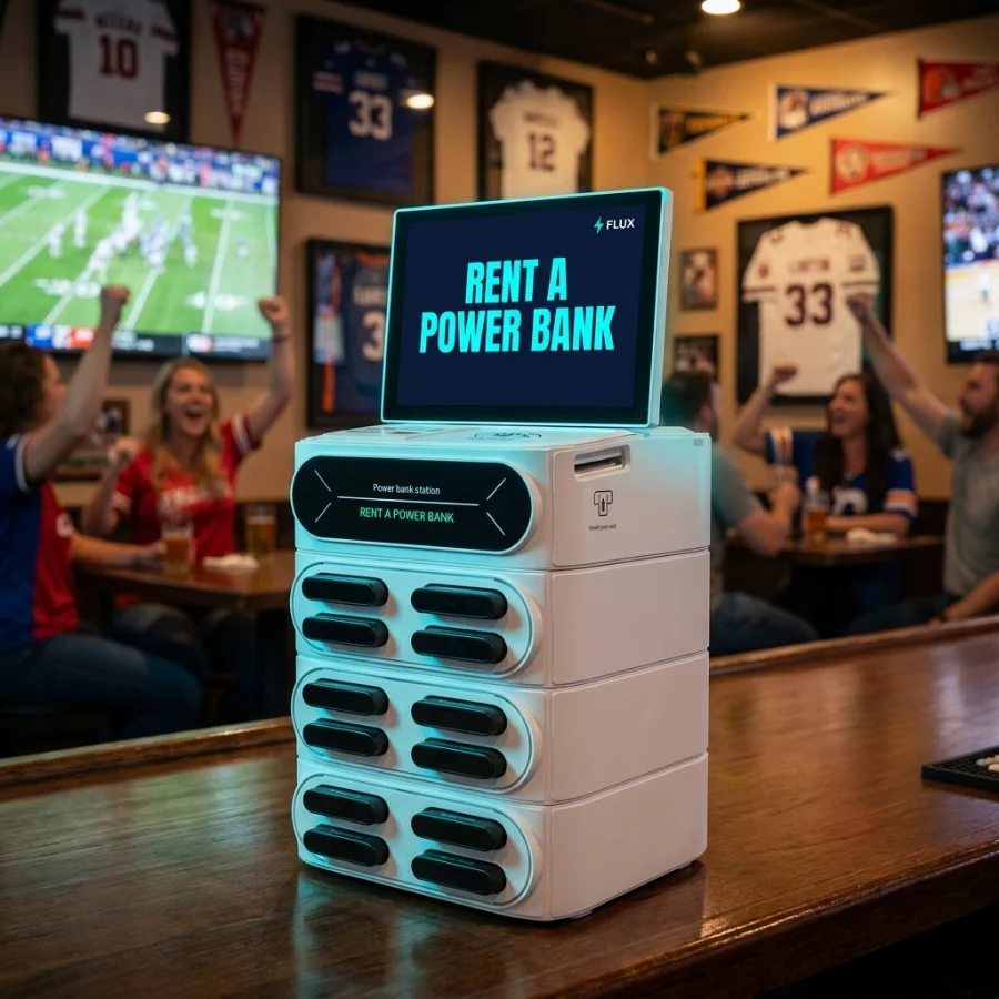 FLUX station at a sports bar